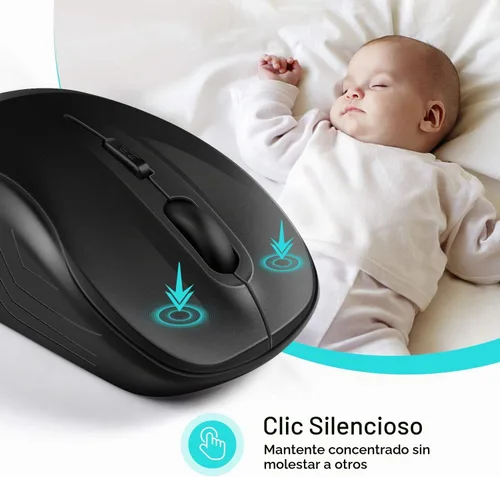 Vista 2 de LeadsaiL Ratón inalámbrico silencioso 2.4G USB ordenador compacto óptico inalámbrico mini ratón silencioso, silencioso, 4 botones, 3 DPI ajustables