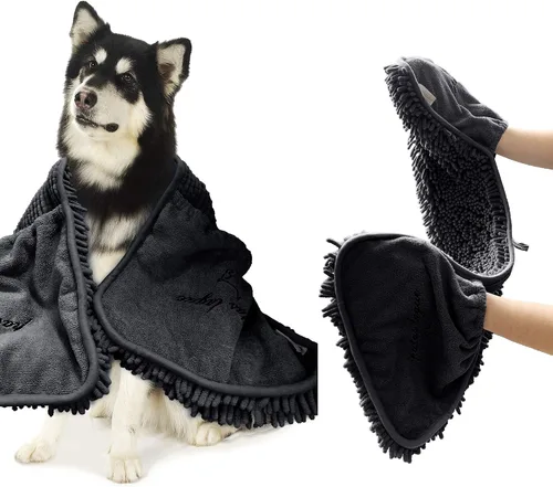 Vista 9 de Patas Lague Toalla absorbente para perros de secado grande, 35 x 15 pulgadas, toalla de baño de microfibra extra grande de secado rápido