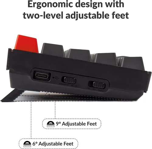 Vista 5 de Keychron Teclado mecánico inalámbrico K12 60% de diseño Bluetooth inalámbricoUSB para Mac con interruptor azul Gateron G Pro azul retroiluminado LED