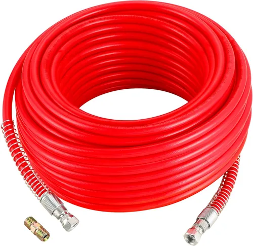 Vista 7 de MAOPINER Manguera pulverizadora de pintura sin aire de 1/4 de pulgada, 25 pies, azul, tubo de fibra flexible de alta presión de 3300 PSI, manguera