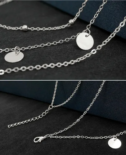 Vista 5 de Wowanoo Collar de gargantilla con cadena en capas con diamantes de imitación de luna para niñas y mujeres