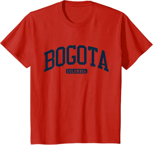 Vista 3 de Bogotá Colombia College University Style Camiseta azul marino, Blanco