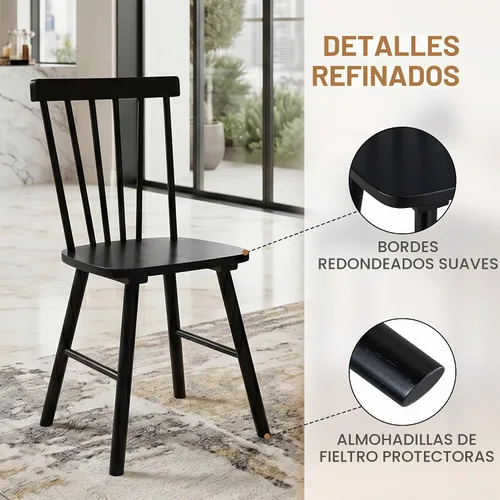 Vista 6 de DUHOME Windsor - Juego de 2 sillas de comedor de madera con respaldo de husillo, sillas de cocina de madera para el hogar, cocina, sala de estar