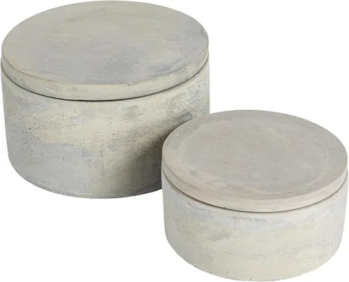Vista 11 de Bloomingville A75500081 - Juego de 2 cajas redondas decorativas de cemento gris
