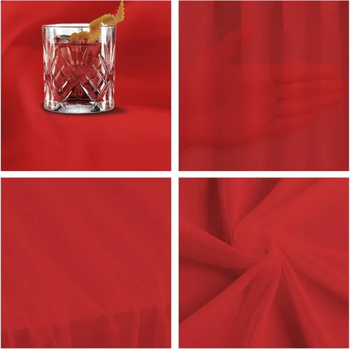 Vista 6 de Camino de mesa de gasa de Navidad rojo de 55 pulgadas de largo, camino de tul transparente de gasa para decoración rústica, boda, recepción