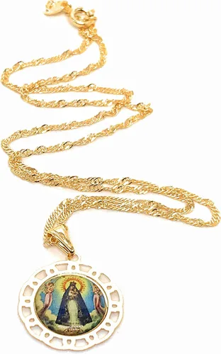 Vista 8 de SIFRIMANIA Cadena de medalla religiosa católica chapada en oro para niños y mujeres