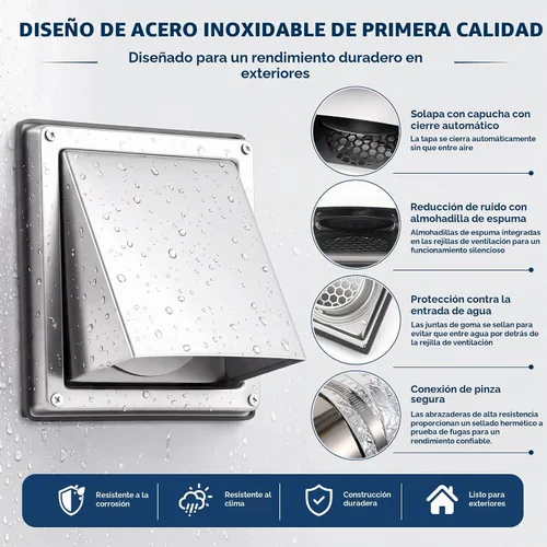 Vista 3 de Kit de ventilación de secadora de 4 pulgadas con placa de pared