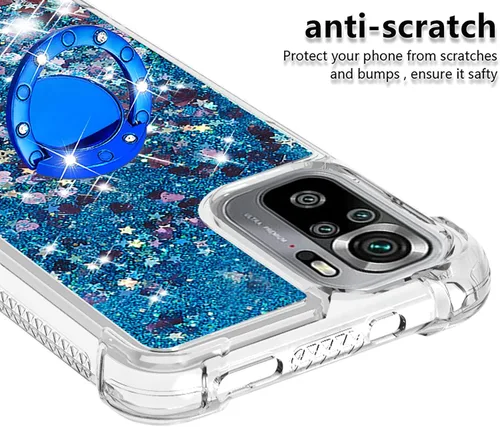 Vista 4 de Funda a prueba de golpes para Xiaomi Redmi Note 10S/Note 10 4G, brillante brillante corazón de diamante arco iris arena movediza transparente TPU