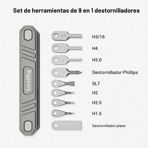 Vista 2 de SMALLRIG Herramienta plegable universal multiherramienta para videógrafos, juego de herramientas con nueve herramientas funcionales incluidas