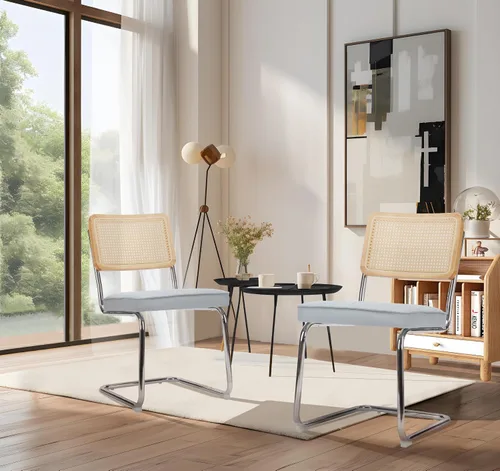 Vista 3 de COLAMY VCZ-T108-Grey-L-2Sets de sillas de comedor de piel faxu, juego de 4, L-gris