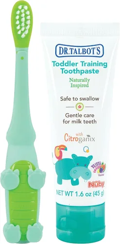 Vista 14 de Dr. Talbot's - Cepillo de dientes de entrenamiento para niños pequeños, paquete de 2 Elefante y cocodrilo