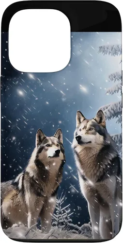 Vista 10 de Wolves Christmas Wolf Snowy Winter Forest Snowflakes Case para iPhone 16
