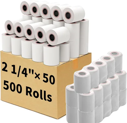 Vista 15 de MFLABEL 2 rollos de 0,6 cm x 15,2 metros de papel térmico para caja registradora, POS, Papel de recibo para tarjeta de crédito, 5 rollos