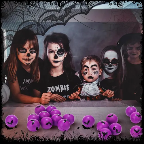 Vista 6 de Jerify 30 bolas de estrés de Halloween a granel de 1.57 pulgadas de espuma de murciélago para relleno de bolsas de regalos de Halloween, trucos