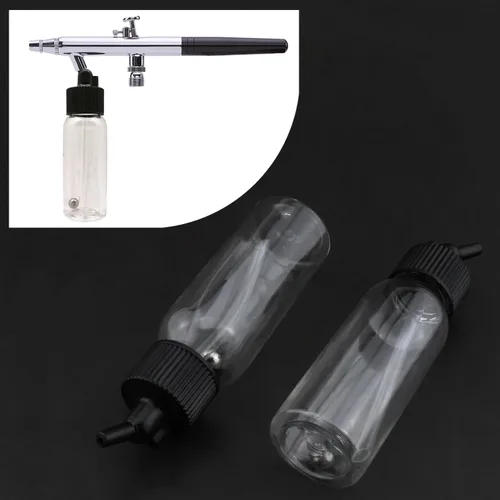 Vista 5 de Airbrush Siphon Feed Jar LUORNG 5pcs 1.0 fl oz 1oz plástico doble acción aerógrafo botellas con tapas