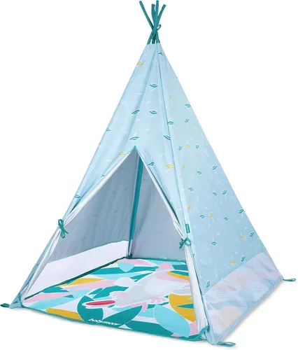 Vista 2 de Babymoov Tipi para interiores y exteriores Tienda de campaña para niños con tapete de juego, bolsa de transporte y clavijas incluidas