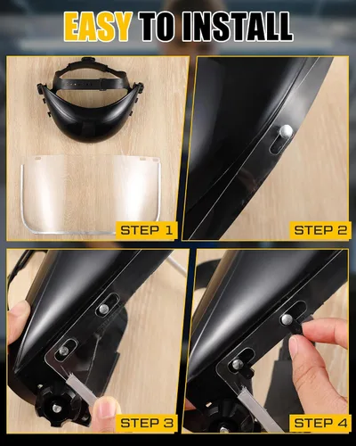 Vista 5 de Copkim Paquete de 3 Protectores Faciales Super Seguros para Rectificado. Protector Facial Transparente para Rectificado y Corte. Resistente a