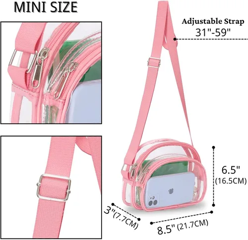Vista 3 de Higuyst Mini Clear Purse Stadium Approved, Small Clear Bags for Concert Festival Sports Events