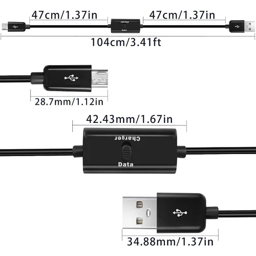 Vista 6 de GELRHONR USB a Micro USB de 3.3 ft con cable de carga de interruptor, compatible con transferencia de datos y alimentación para dispositivos micro