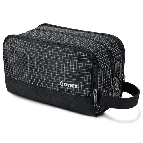 Vista 17 de Gonex Neceser de viaje de nailon, bolsa de afeitado, organizador de artículos de tocador, color negro