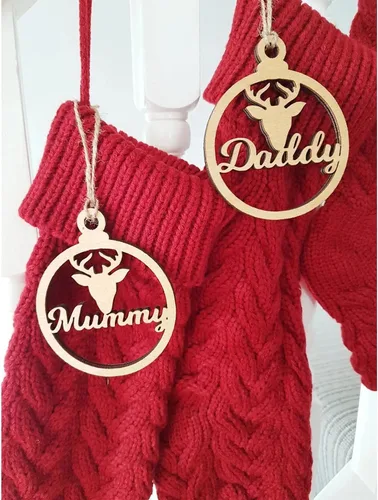 Vista 5 de gorm Adorno de reno personalizado, adornos de madera con nombre, adornos de reno, árbol de Navidad, adornos de familia, nombre personalizado