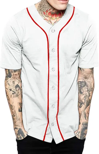 Vista 36 de Hat and Beyond camiseta de béisbol para hombre con botones hipster hip hop