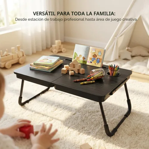 Vista 6 de BUYIFY Mesa de cama plegable de 23.4 pulgadas con bandeja portavasos
