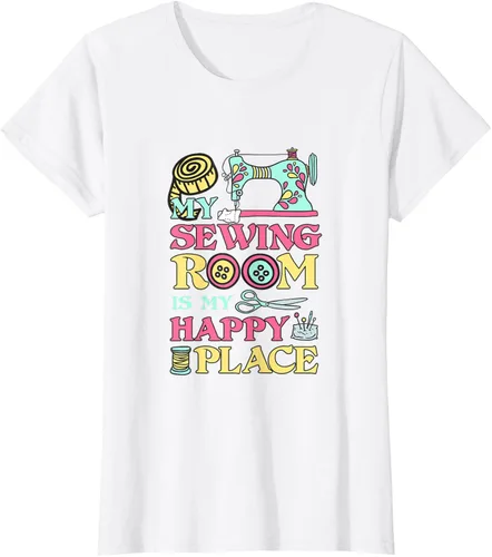 Vista 9 de Costura is my Happy Place diseño de una playera, mujer S, Arándano