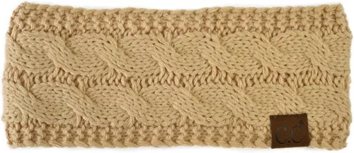 Vista 144 de C.C Cintillo elástico suave con punto trenzado para invierno, con forro mullido para el pelo, para calentar las orejas Negro