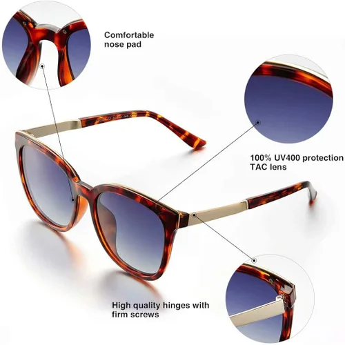 Vista 4 de AHT Gafas de sol polarizadas para mujer con rayos sombreados 100 UV ojos de gato
