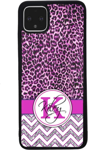 Vista 3 de Funda de goma negra personalizada con piel de leopardo rosa compatible con Google Pixel 10, 10 Pro, 10 Pro XL, 9a, 9 Pro, Pixel 9, Pixel 9 Pro XL