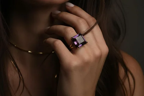 Vista 4 de Artisan-made Big Amethyst Ring with 925 Sterling Silver Band - Stunning Amethyst Jewelry for Women - February Birthstone Jewelry for Occasions and