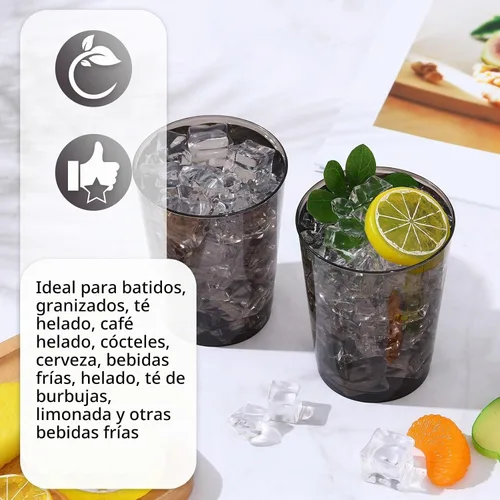 Vista 4 de Minatee Paquete de 100 vasos de plástico desechables negros de 10 onzas