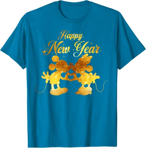 Vista 4 de Disney Camiseta de Año Nuevo Mickey & Minnie Happy New Year Silhouette, Negro