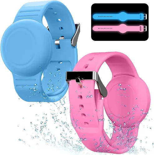 Vista 10 de Pulsera impermeable compatible con Airtag (1ª y 2ª generación) para niños Negro/Azul Marino