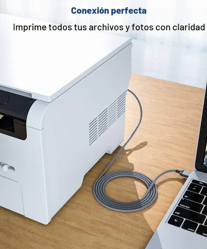 Vista 4 de AkoaDa Cable de impresora USB 2.0 tipo A macho a B macho de alta velocidad compatible con HP, Canon, Dell, Epson, Lexmark, Xerox, Samung y más Gris