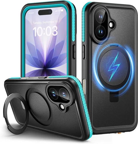 Vista 15 de Lanhiem Funda magnética impermeable para iPhone 17, a prueba de polvo, protector de pantalla integrado, [compatible con MagSafe] [Soporte invisible]