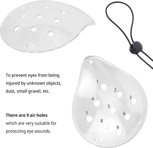 Vista 6 de 1 parche de plástico para ojos de 9 agujeros con 1 cuerda elástica, transpirable y cómodo, protección ocular, adecuado para niños, adultos, cubierta