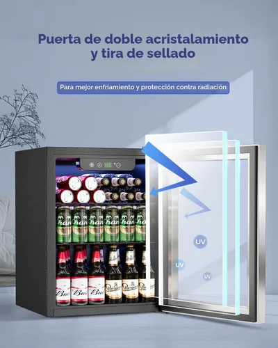 Vista 4 de Feelfunn Refrigerador de bebidas para 68 latas, mini refrigerador de 1.7