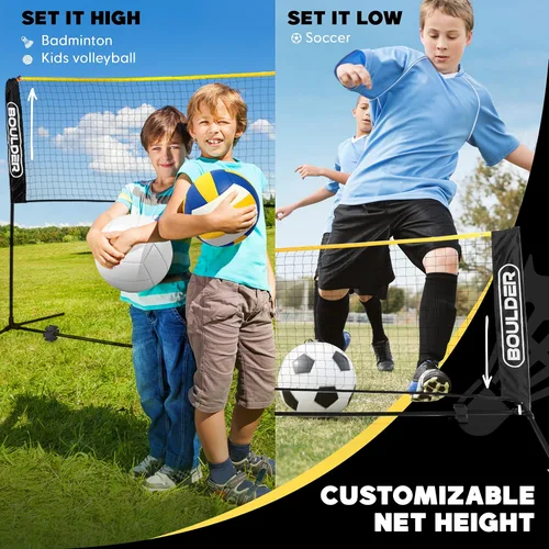 Vista 9 de Boulder Portable Badminton Pickleball Net - Foldable/Extendable Poles for Multiple Sports Heights (UP to 5 ft) - Ideal for Tennis, Pickleball