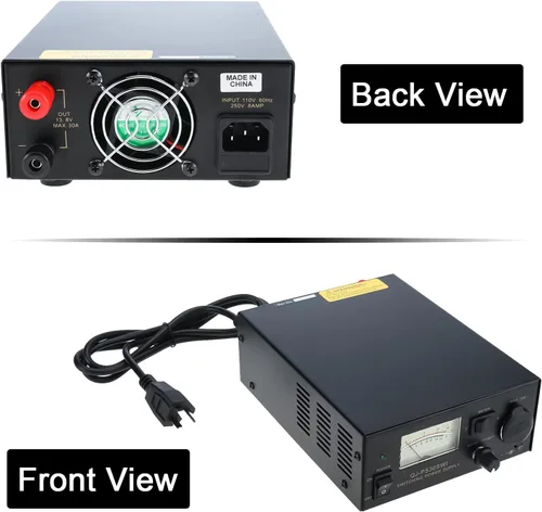 Vista 3 de Fuente de alimentación de 13.8 V 30 A CC, convertidor de potencia de banco regulado analógico con enchufe para encendedor de cigarrillos