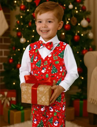 Vista 45 de A&J DESIGN Conjunto de traje de caballero para niños pequeños, 3 piezas, camisas, chaleco y pantalones