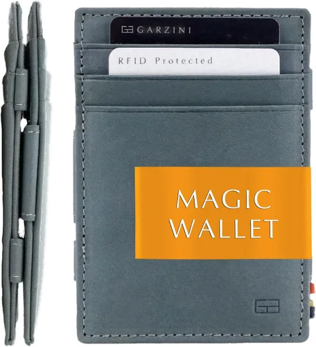 Vista 13 de GARZINI Cartera mágica para hombres, cartera minimalista con tarjetero RFID, cartera de cuero para 10 tarjetas