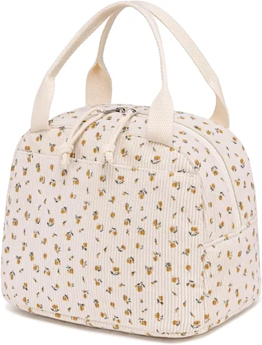 Vista 34 de Bluboon Bolsa de almuerzo para mujer, bonita bolsa de almuerzo de pana con correa para el hombro, reutilizable, aislada, gran capacidad