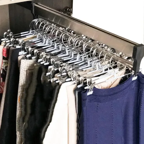 Vista 8 de Barra de Percha para Armario, Barra Extensible para Armario de 30-60cm, Barra de Ropa para Armario, Organizador de Armario para Pantalones y Abrigo