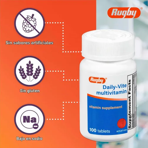 Vista 5 de Rugby Daily-Vite Multivitamin - Suplemento vitamínico diario - 100 tabletas (1 paquete)