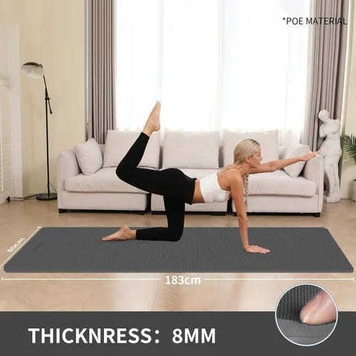 Vista 3 de Extra Wide & Thick 8mm Yoga Mat, 72"x31.5" Large Non Slip Exercise Mat, Premium POE Material for Superior Cushioning & Stability, with Strap for