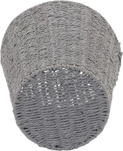 Vista 4 de Household Essentials Cesta de basura tejida, papelera de cuerda de papel gris para baño, dormitorio, oficina