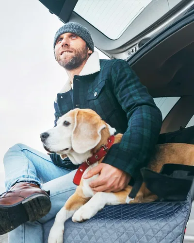 Vista 7 de PETICON - Funda para compartimiento de carga para SUV para perros con ventana de malla, forro de carga para mascotas impermeable, tapete