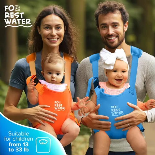 Vista 8 de Portabebés ergonómico de neopreno prémium para agua cálida y segura y diversión en la tierra (4-24 meses) - Arnés ajustable para bebés y niños